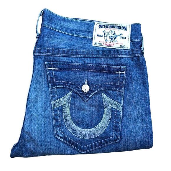 True Religion Jeans Size 40 STRAIGHT Blue - Picture 1 of 9
